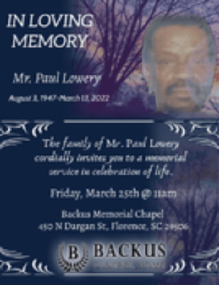 Paul Lowery Obituary